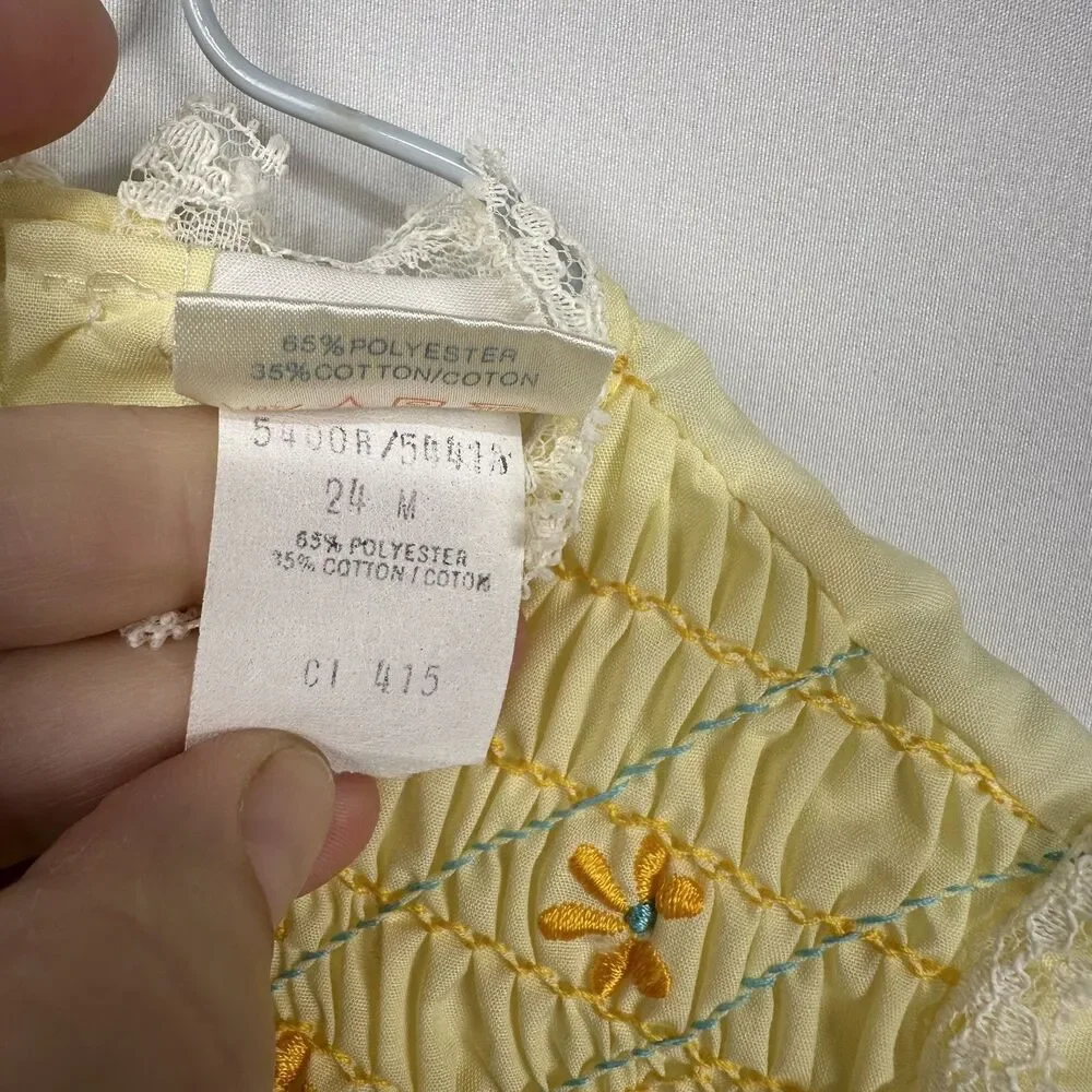 Mini Togs Girl Size 24 Months Vintage Yellow Smocked Flower Top/Dress